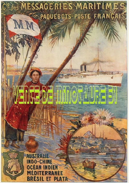 🖼️ Affiche Ancienne SNCM – Cie Maritime, Signée Loustal, Encadrée 40x60 Cm