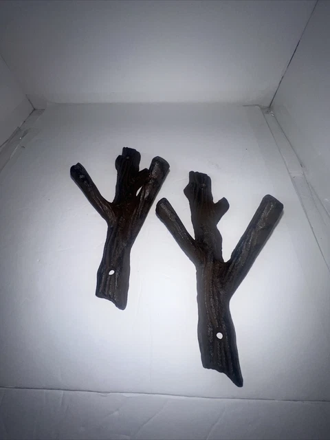 2 Rustic Tree Branch Wall Hook - Woodland - Cast Iron Metal Gold Coat Towel Rack