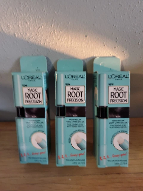 (3) Loreal Paris Magic Root Precision Brush Temporary Gray Concealer #1 Black