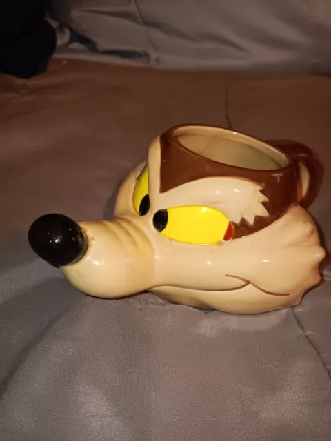 Vintage  Looney Tunes Cup Wile E Coyote 1989 Applause 3D Ceramic Coffee Mug