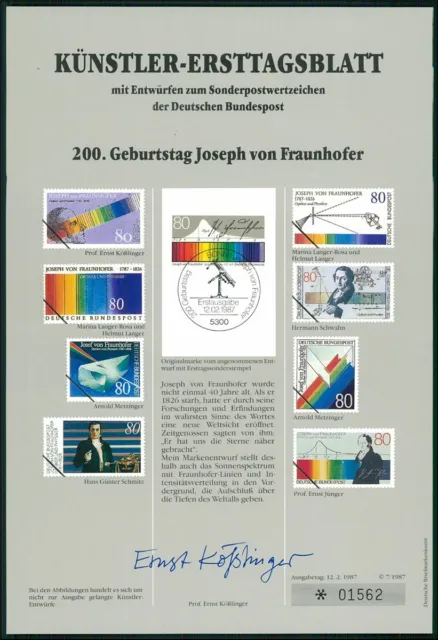 Germany Art-Sheet 1987/07 Joseph Von Fraunhofer Unissued Drafts!!