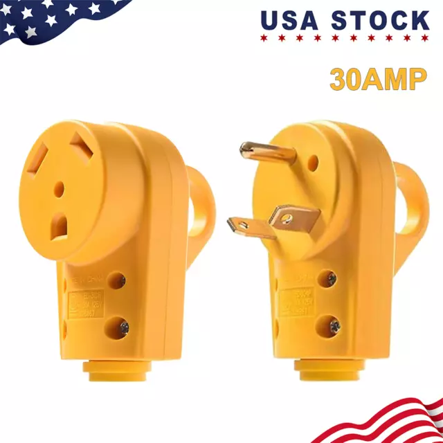 125V 30 Amp RV Heavy Duty Replacement Male/Female Plug with Ergonomic Handle USA