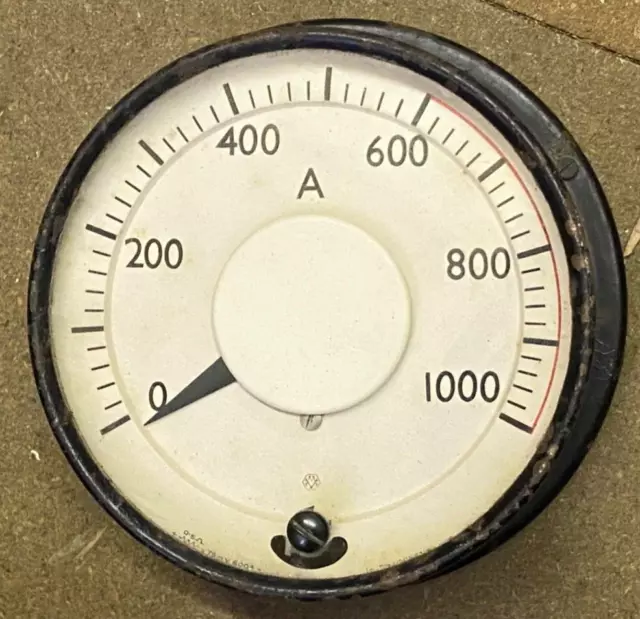 Großer Vintage strapazierfähiger Amperemeter industrieller Mancave Steampunk 0-1000 AMP