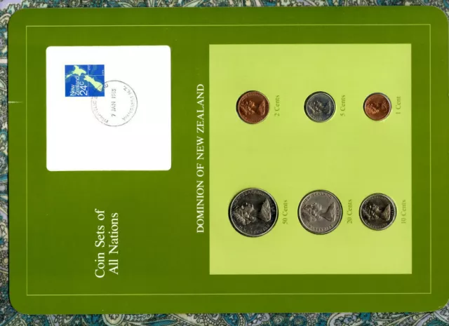 Coin Sets of All Nations New Zealand 1969-1984 UNC 20 cent 1969 7 JAN 1985