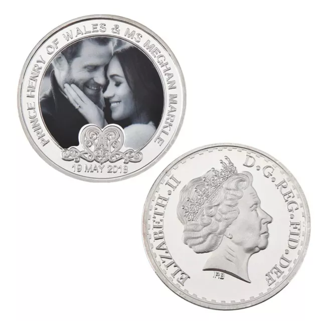 Moneda de Plata de Boda del Príncipe Harry y Megan Medalla Lilibet Diana La Reina de la Corona Reino Unido