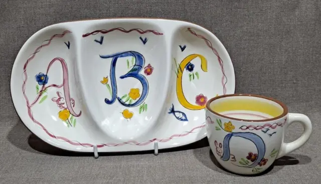 Stangl Pottery ABC Divided Dish and Cup