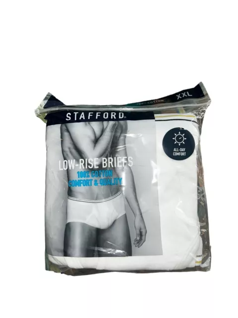 Stafford Men's 6-Pack 100% Cotton Low-Rise White Briefs