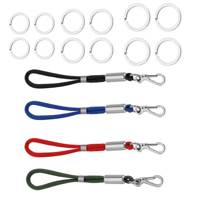 4 pcs Multifunctional Lanyard Stainless with Hook and Keyring for Wallets