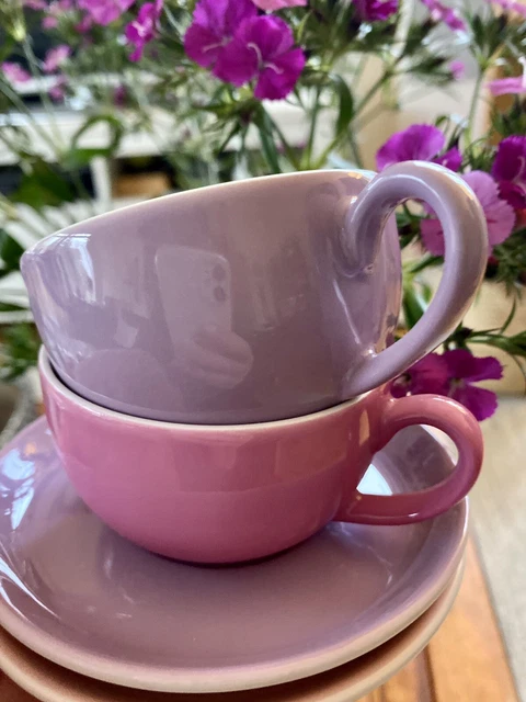 Dibbern Solid Color, 2 Espresso/Mokkatässchen mit Untertassen,Flieder, Rosa-Pink