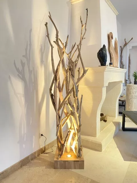 Lampe en bois flotté Art & Déco