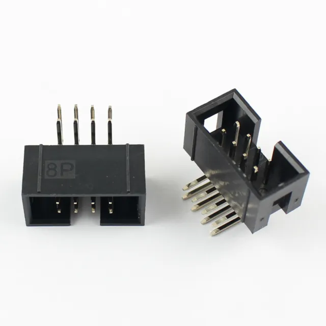 10Pcs 2.54mm 2x4 Pin 8 Pin Right Angle Male Shrouded IDC Box Header Connector