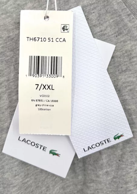 Lacoste V-Neck Pima Cotton Jersey T-shirt Grey Mens XXL 3