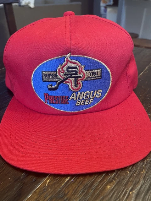 Vintage Super Tru Prestige Angus Beef SnapBack Hat Cap K-Products Made In USA