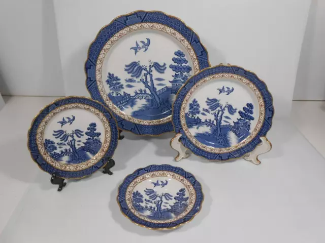 4 Booths REAL OLD WILLOW Fine China PLATES A8025 Dinner, Salad, Saucers. England