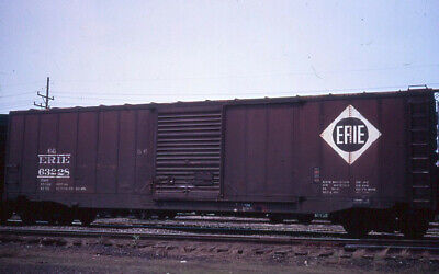 Railroad Slide - Erie #63228 Box Car Freight Train Railway Vintage Photo