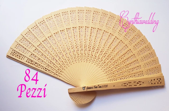 Ventagli Matrimonio Personalizzati In Legno - 60 Pezzi, Ideali Per Bomboniere E Decorazioni - Foto 2
