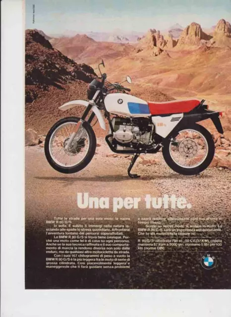 advertising Pubblicità -MOTO BMW R 80 GS -1980  ENDURO EPOCA MOTO VINTAGE