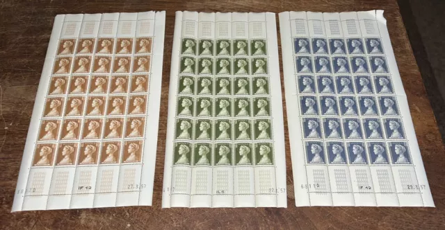 1957 Monaco Grace Kelly Stamp Lot 3 Complete Sheets Of 30 391 392 393