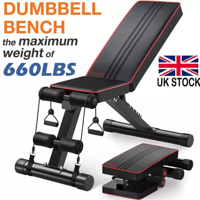 Foldable Dumbbell Bench Fitness Weight Training Workout Gym 7 Incline Adjustable