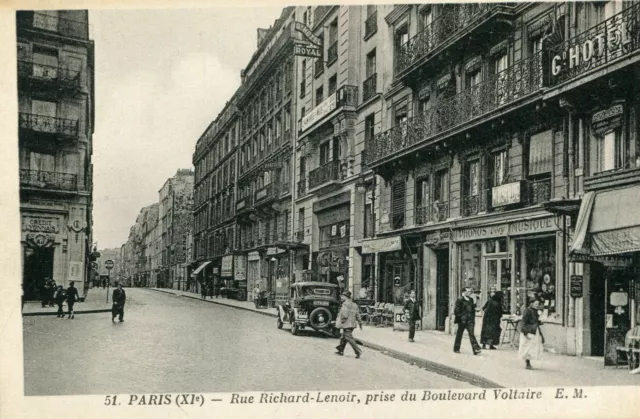 Carte PARIS Rue Richard Lenoir prise du Boulevard Voltaire