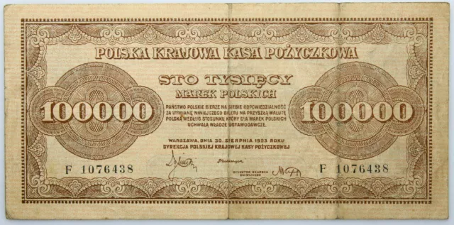 Poland - II RP - BANKNOTE - 100000 Mark Marek Polskich 1923 - Series F 1076438