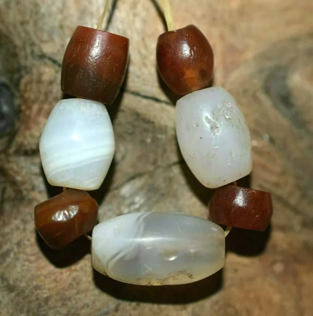 Ancient Agate Stone Excavated Djenne Dig Beads Mali African Trade 1000 Years Old