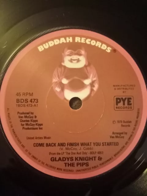 Gladys Knight Come Back And Finish What You Started 1978 Buddah  7" 45 Bds 473
