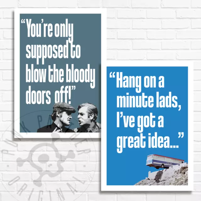 THE ITALIAN JOB 1969 "QUOTES"- Minimalist Homage Poster Prints - A3 or A4