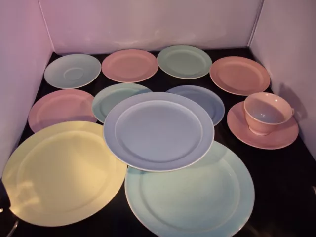 6 TST Luray Lu-Ray Pastels  Bread  Plates . 3 luncheon plates 2 saucers & 1 cup