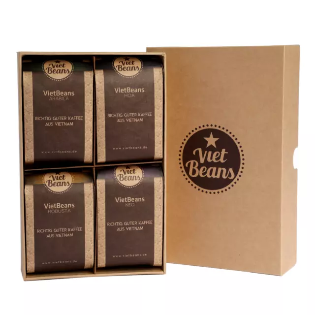 VietBeans Probierset - 4 verschiedene exklusive Kaffeesorten - Kaffeegeschenk