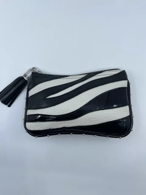 Brighton Leather Zebra Wallet Small Black White Stripe Purse Zebra Animal print
