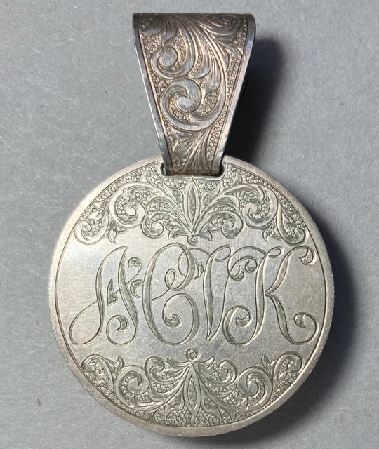 1923 Peace Dollar Love Token Ornate Clasp "ACVK"