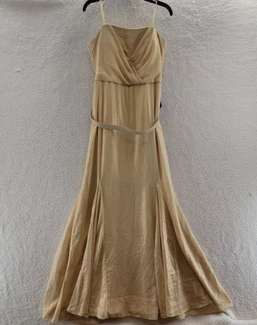 Lauren Ralph Lauren Shimmer Evening Dress Women's 12 Gold Metal Belted Strapless