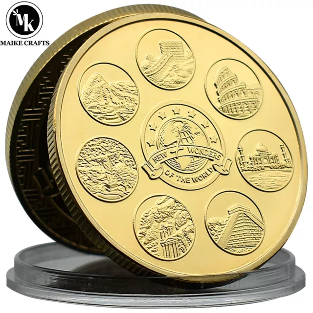 Seven Wonders of The New World Gold Coin Metal Relief Medal Commemorative Coin