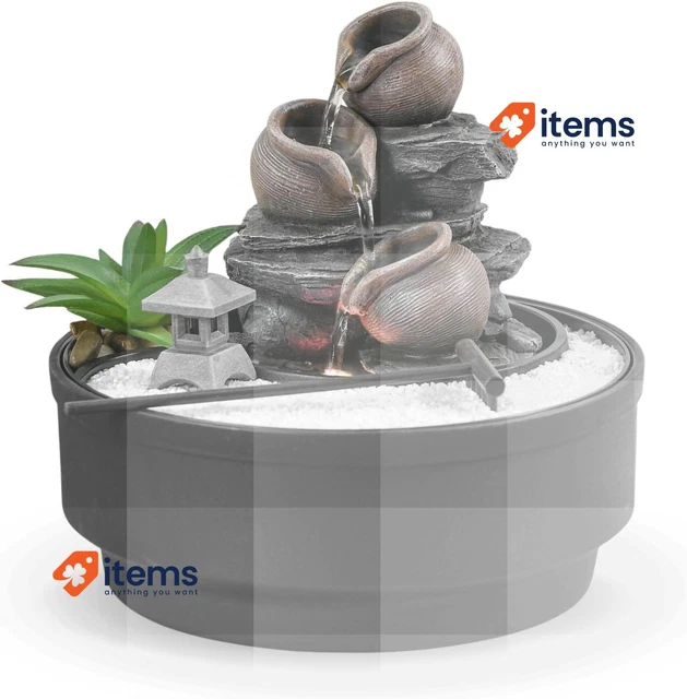 Fontaine D'intérieur Zen'Light Boro Cascade Zen - 18cm - Avec Lumière LED Argentée