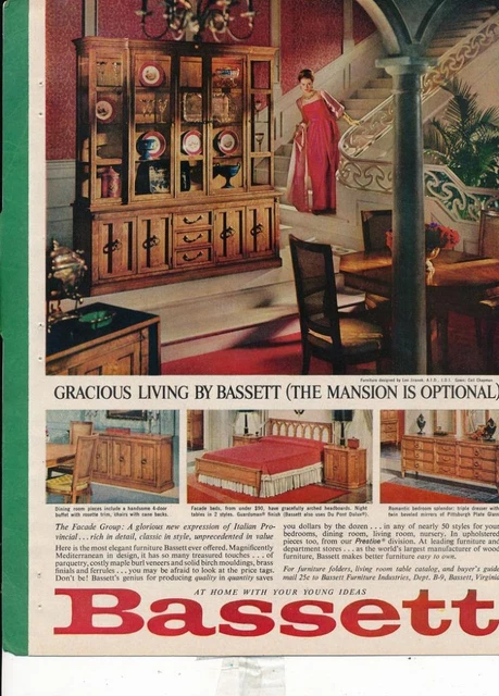 Magazine Ad - 1964 - Bassett Furniture - Facade Group - Mid Century Modern