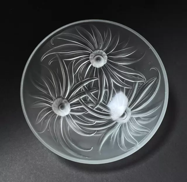 ETLING FRANCE OPALESCENT GLASS SUNFLOWER BOWL SIGNED 1920s ART DECO FRENCH