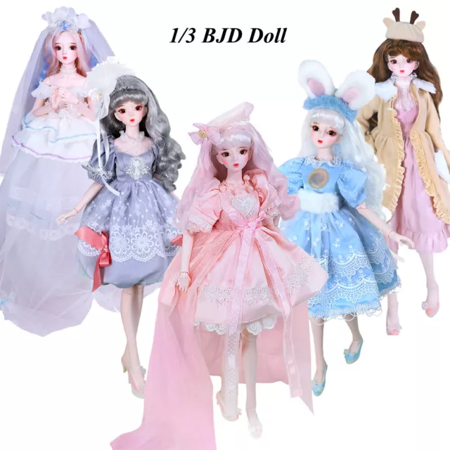 Set completo 1/3 bambola BJD 60 cm bambola ragazza con vestiti occhi cambiabili parrucca assemblata