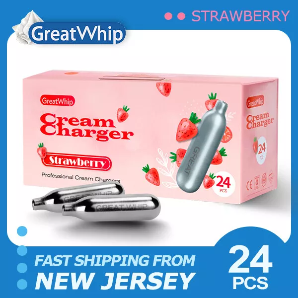 WHIPPED CREAM CHARGERS Strawberry Flavor 8g Cartridges GreatWhip ULTRA PURE Muti