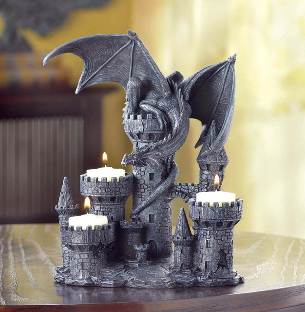 Castle Polyresin Candle Holder Night Light Lantern Candlestick Lamp Decor 9 in Castle Polyresin Candle Holder Night Light Lantern Candlestick Lamp Decor 9 in