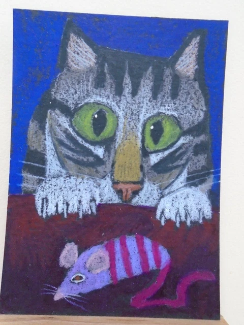 Tabby Cats Ollietuxedo Original ACEO Cats Ready to Pounce