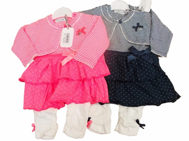 Nuovo con Etichetta Baby Ragazze 3 Pezzi Vestito Abito Leggings E Bolero Rosa O 2