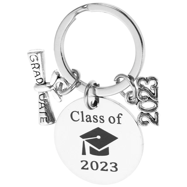 2 PCS Porte-clés Cadeaux De Fin D'études Pendentif En Acier Inoxydable 2