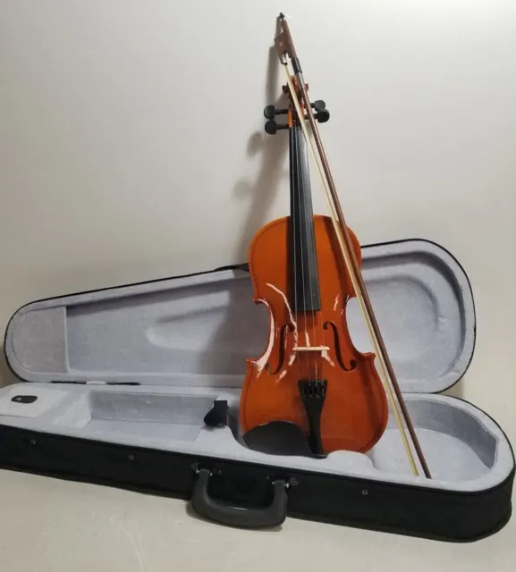 Unbranded 4/4 Scale Violin W/ Carrying Case & Bow - Tested/Tuned