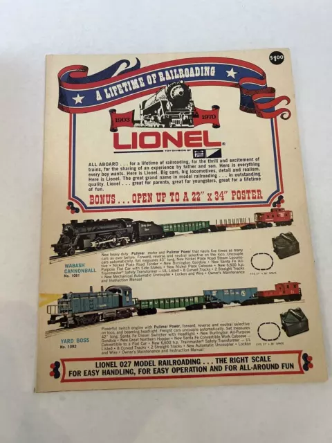 LIONEL 1970 A Lifetime of Railroading Poster & Catalog