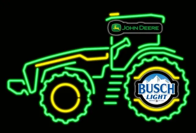 John Deere LED Farm Tractor Busch Light Beer Neon Light Lamp Sign With Dimmer