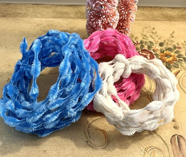 Lote de 16 yardas de colección mini oruga con cable lleno de baches limpiador de tuberías artesanal - rosa, azul, blanco