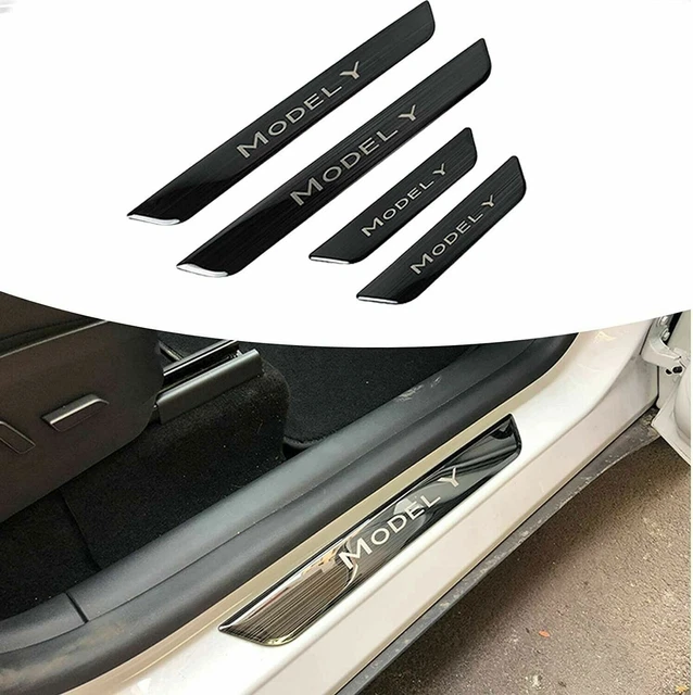 4PCS Door Sill Scuff Plate Guard Moldings Trim Fits for Tesla Model Y 2020-2023