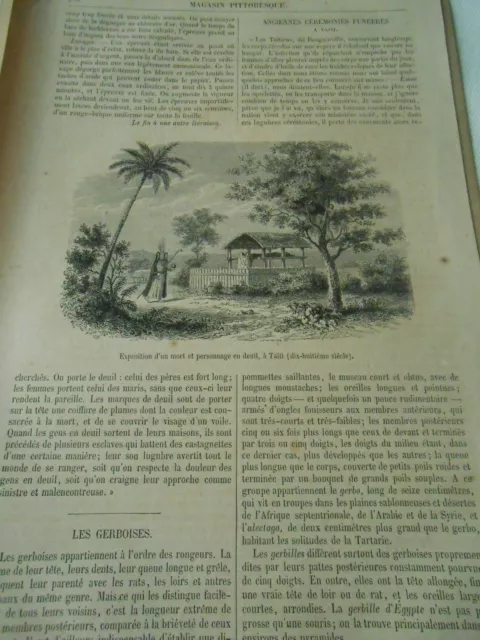 Ancienne cérémonie funèbres à Taïti 1864 Gravure Print Article