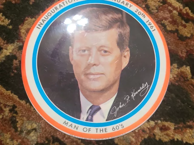 JFK Inauguration PIN political button 1960's John F Kennedy ORIGINAL LARGE 6"